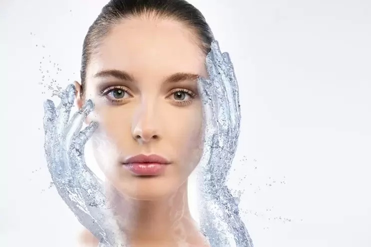 woman's face after application of serum